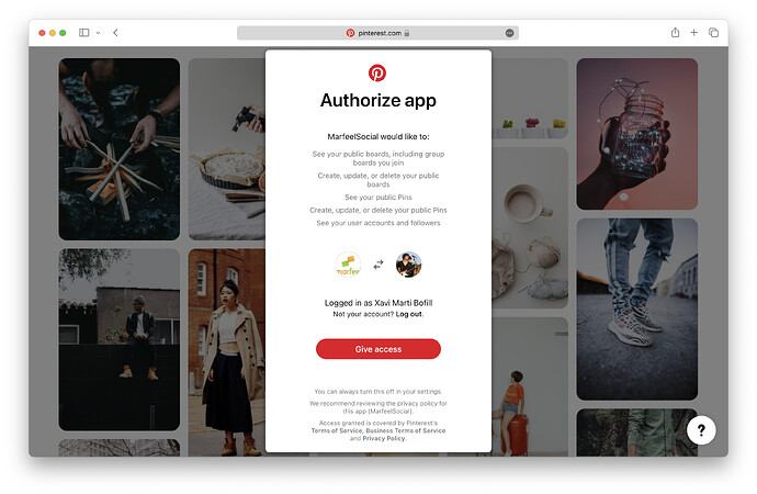 Pinterest OAuth process