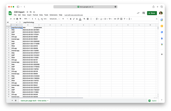 CSV imports - time series