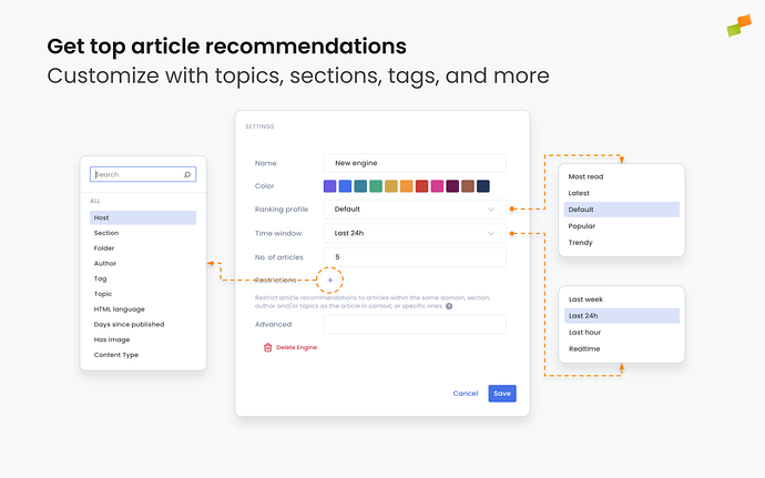 Configuring recommendation parameters