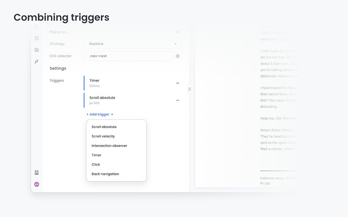 Combining triggers example