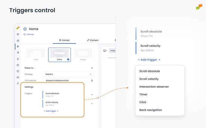 Triggers control when the Inline experience activates