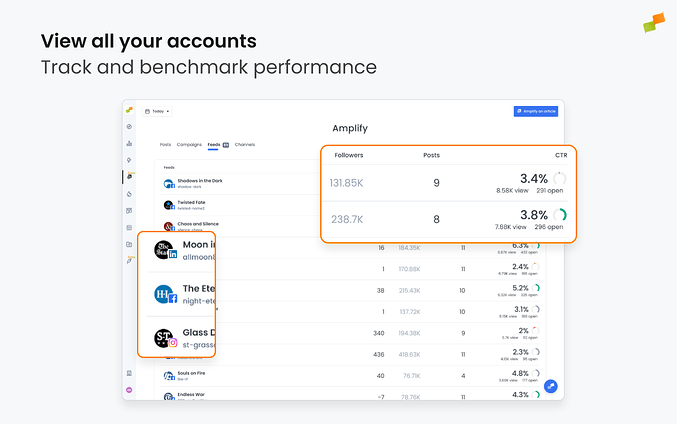 View connected accounts in the Feeds panel