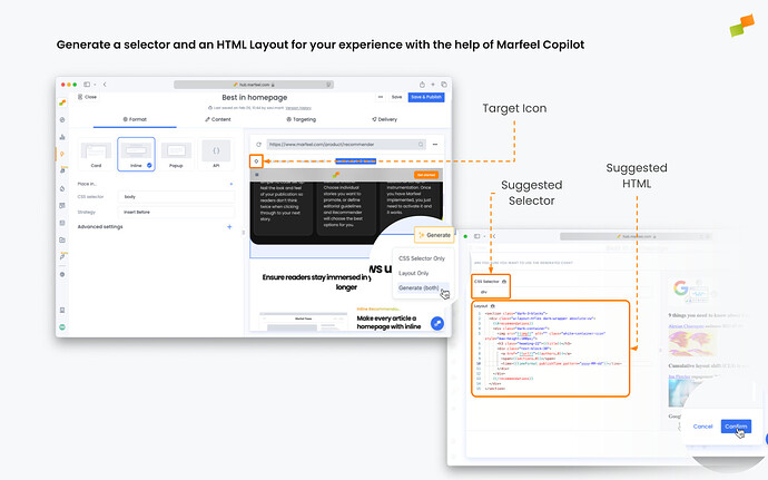 Generate selector and layout