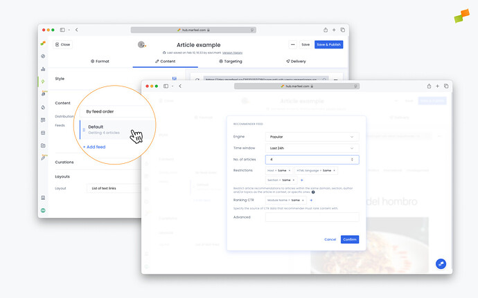 Feed configuration