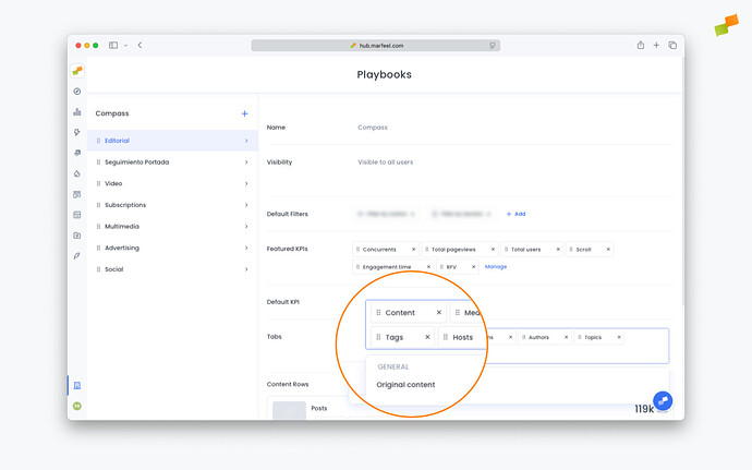 Add Original Content roll-up on Compass View