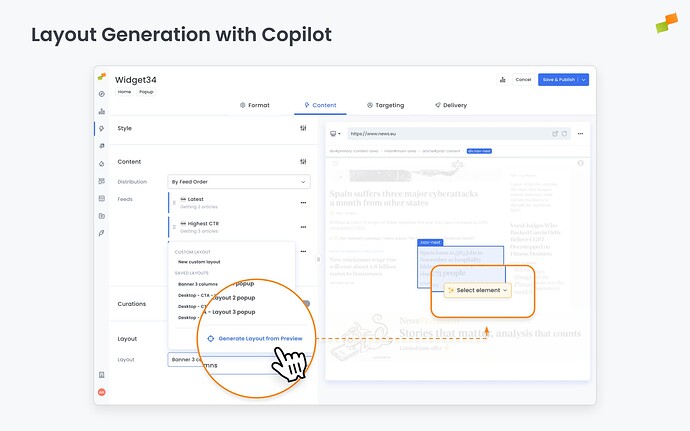 Enerating a layout with Copilot
