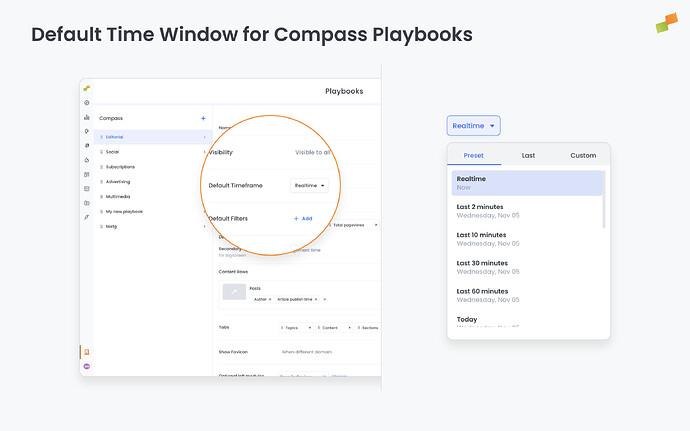 Set your preferred default time window for Compass playbooks