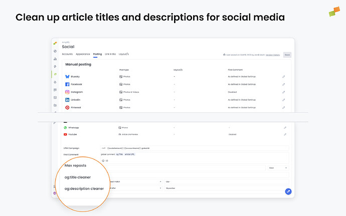 Clean up article titles and descriptions for social media
