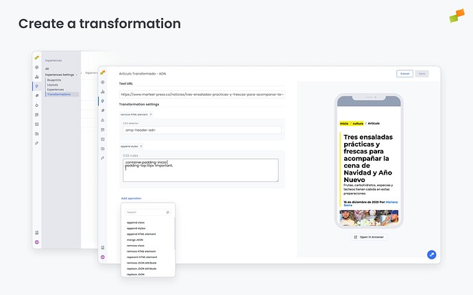 Transformations visual representation
