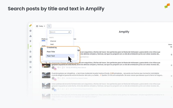 Filter social posts by title
