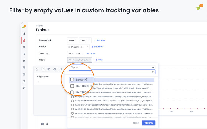 Filter by empty values in custom tracking variables