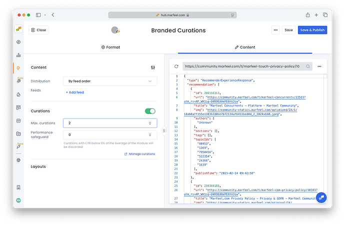 Branded Curations configuration