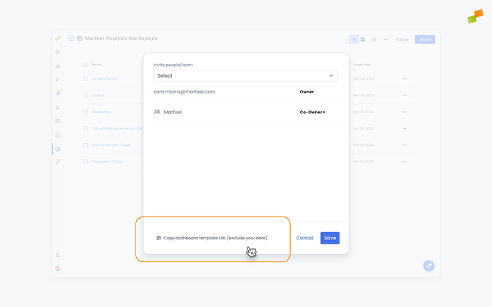 Sharing workspace template