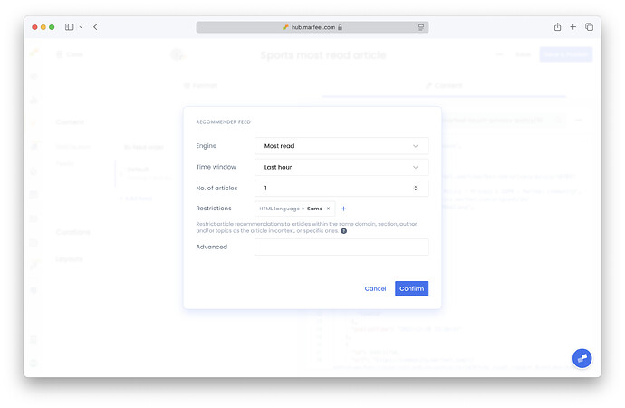 Feed configuration