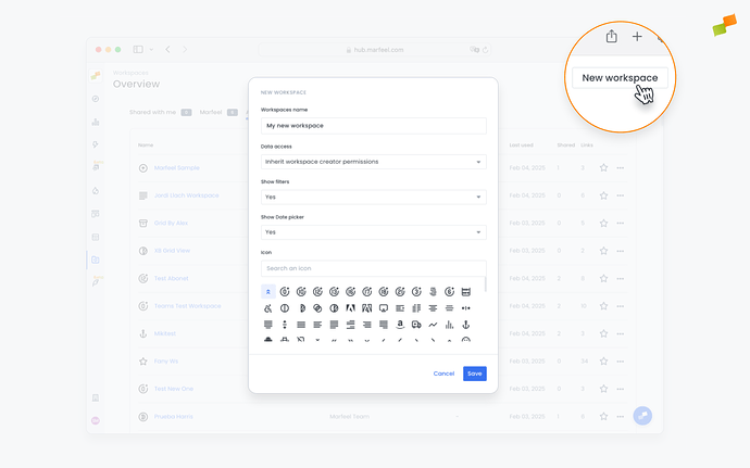 Creating and configuring a new workspace